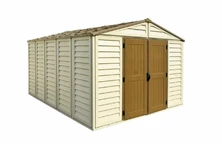 Caseta de jardín de resina grande Duramax WoodBridge Plus 10,5 x 13