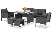 Conjunto Technorattan con pufs Bari Garden Point antracita