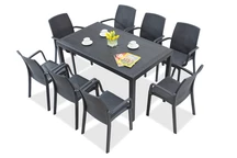 Conjunto de muebles en technorattan Houston/Indiana antracita Bica de 8 plazas