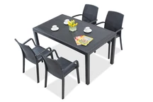 Conjunto de muebles en technorattan Houston/Indiana antracita de 4 plazas Bica