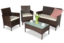Conjunto de ratán artificial Calabria marrón Garden Point