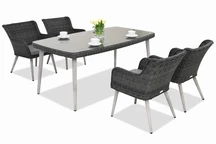 Exclusivo juego de comedor Córdoba de technoratán antracita para 4 personas de Garden Point