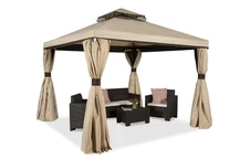 Pabellones de jardín - Pabellón de jardín con mosquitera Valencia 3x3m crema