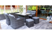 Conjunto de pufs de Technorattan para Garden Point Toledo antracita - 2 piezas