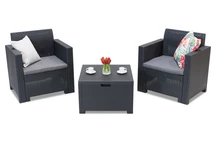 Conjunto Nebraska Terrace Box 2 techno rattan antracita con arcón Bica