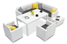 Conjunto Technorattan con Rinconera Nebraska Comida 7 antracita y butacas Bica