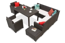 Conjunto Technorattan con rinconera Nebraska Comida 7 marrón y butacas Bica