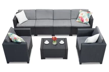 Conjunto Technorattan con sofá ampliado Colorado Coffee 6 Max antracita Bica
