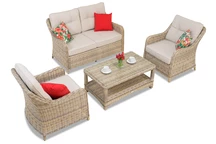 Conjunto Toledo Coffee 4 en technorattan Garden Point beige