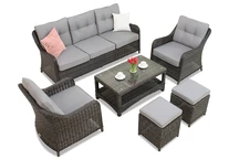 Conjunto Toledo Coffee 5 en technorattan con puff Garden Point antracita