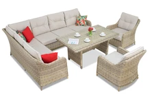 Conjunto Toledo Comida 7 en technorattan Garden Point beige