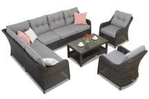 Conjunto Toledo Corner 7 en technorattan con sofá esquinero Garden Point antracita