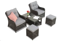 Conjunto Toledo Terrace en technorattan con puff Garden Point antracite