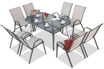 Conjunto de comedor gris claro Módena para 8 plazas Garden Point