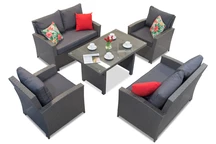 Conjunto de muebles de jardín Parma Apetito 6 en technorattan antracita Garden Point