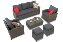 Conjunto de muebles de jardín Parma Coffee 5 en technorattan con pufs antracita Garden Point