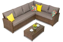 Conjunto de muebles de jardín Parma Corner con sofá esquinero marrón Garden Point