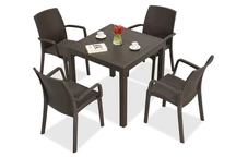 Conjunto de muebles de technorattan Dallas/Indiana para 4 personas marrón Bica 