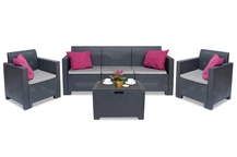 Conjunto de muebles en technorattan con sofá de 3 plazas Nebraska Coffee Box 5 antracita Bica con arcón