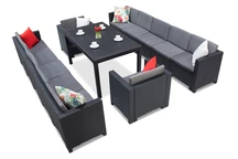Conjunto de sofás Colorado Fiesta Max 12 grande en poliratán antracita Bica