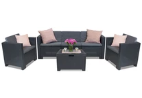 Conjunto en technorattan con sofá grande  Colorado Coffee Box 5 antracita Bica con arcón