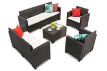 Conjunto rattan con mesa Nebraska Coffee 7 marron Bica