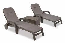 Conjunto de tumbonas de jardín con cojines y mesa Miami duo Bica marrón