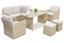 Muebles de jardín Monaco Apetito 5 con pufs beige Garden Point