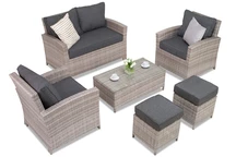 Muebles de jardín Parma Coffee 4 con puff en technorattan Garden Point gris