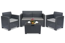 Nebraska Coffee Box 4 conjunto techno rattan antracita Bica con arcón