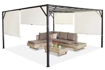 Pérgola metálica para terraza Santorini 4 x 4m crema Garden Point