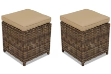 Puffs de ratán artificial para conjunto Toledo marrón Garden Point - 2 unidades