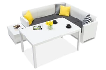 Rincón de technorattan con mesa de jardín Nebraska Comida 5 blanco Bica