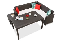 Rincón de tecnorattán con mesa de jardín Nebraska Comida 5 marrón Bica