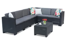 Rinconera en rattan con mesa Colorado Corner 6 antracita Bica