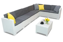 Rinconera en rattan con mesa Colorado Corner 7 blanco Bica