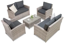 Conjunto de muebles Parma Coffee 6 en technorattan gris Garden Point