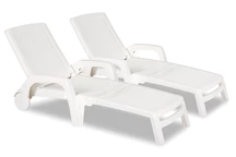 Lote de dos tumbonas Technorattan Miami Bica blanco
