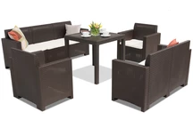 Conjunto de jardín technorattan Nebraska Dallas Apetito 7 marrón Bica