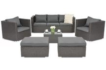 Conjunto de muebles de jardín Roma Coffee 5 en technorattan + 2 pufs Garden Point antracita