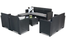 Conjunto de muebles de salón en ratán sintético Nebraska Relax Corner 8 antracita Bica