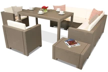 Conjunto de muebles en technorattan Colorado Comida 7 Bica color cappuccino