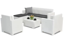 Conjunto de sofás en technorattan Nebraska Relax Corner 6 blanco Bica