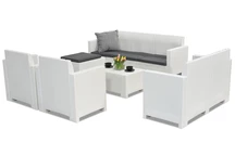 Conjunto de sofás en technorattan Nebraska Relax Corner 8 blanco Bica