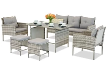 Conjunto de technoratán con puffs Bari Garden Point gris claro