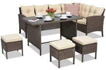 Exclusivo conjunto de muebles de ratán artificial con rinconera Bari Garden Point marrón
