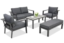 Mobiliario de jardín de aluminio Sydney Coffee 4 con banco Garden Point antracita