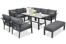 Mobiliario de jardín de aluminio Sydney Comida 7 con banco Garden Point antracita