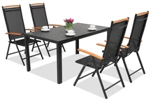 Mobiliario de jardín de aluminio polywood Verona Wood para 4 personas Garden Point negro