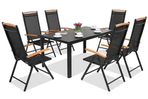 Mobiliario de jardín de aluminio polywood Verona Wood para 6 personas Garden Point negro